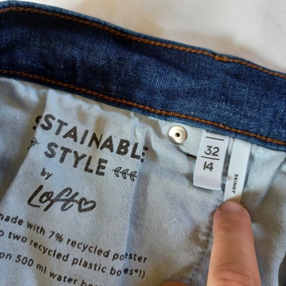 Loft Womens Skinny Jeans Dark Wash Highrise Ankle Length Stretch Size 32 Size 14 - Picture 10 of 14